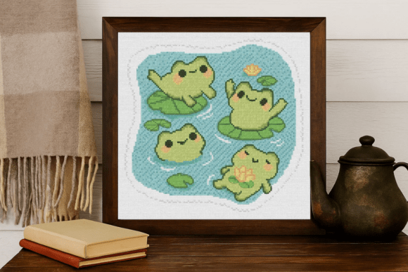 Adorable Kawaii Frog Embroidery for Holidays