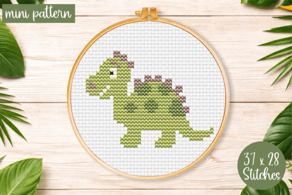 Charming Baby Dino Cross Stitch Pattern Dinosaur