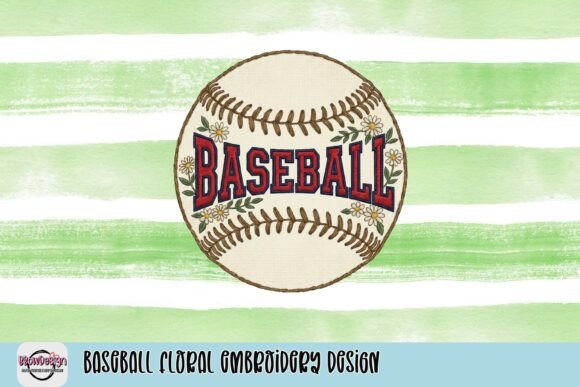 Charming Baseball Floral Embroidery Design