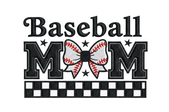 Charming Baseball Mom Bow Embroidery Design
