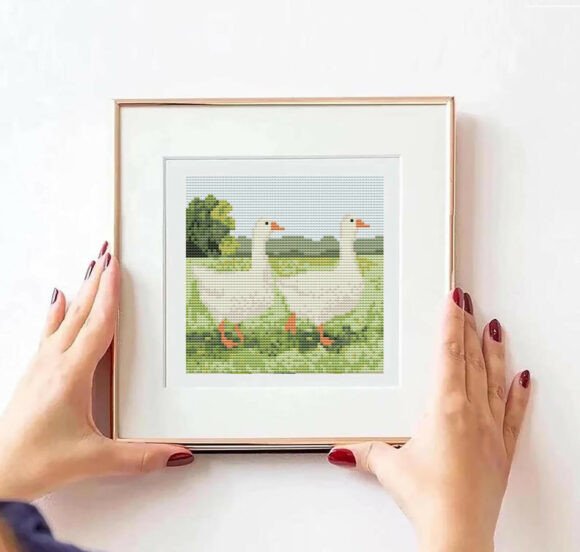 Charming Walking Geese Nature Cross Stitch PDF