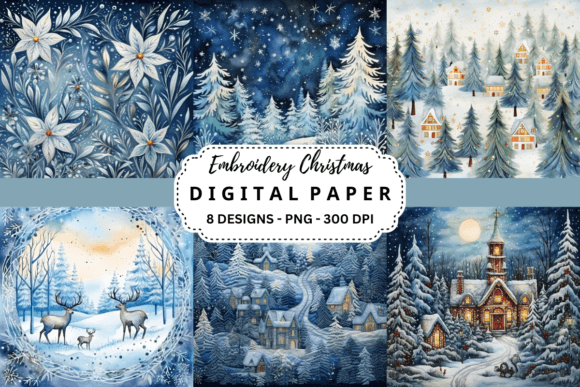Christmas Embroidery Backgrounds for Festive Products