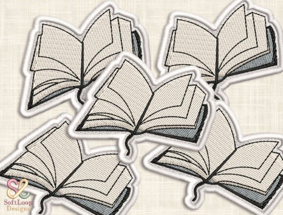 Elegant OPEN BOOK Patch Embroidery Design