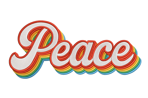 Retro Peace: A Vibrant Embroidery Design for Gifts