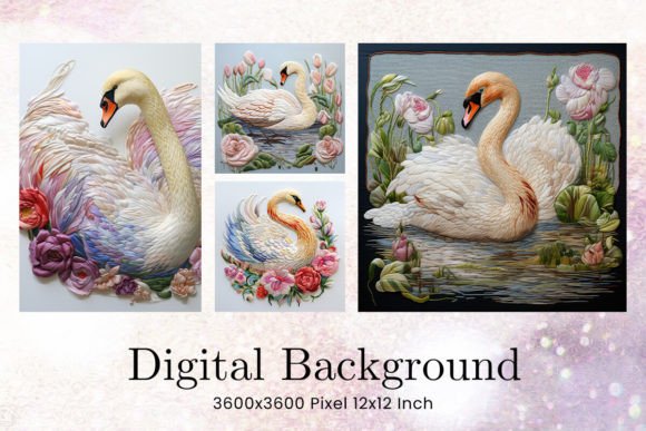 Swan Embroidery Wallpaper for Holiday Designs