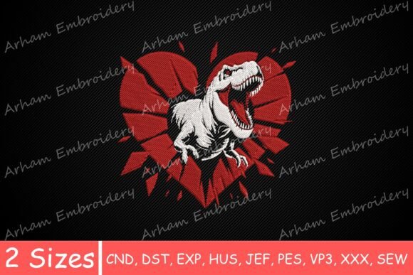 T-Rex Breaking Wall: A Bold Embroidery Design